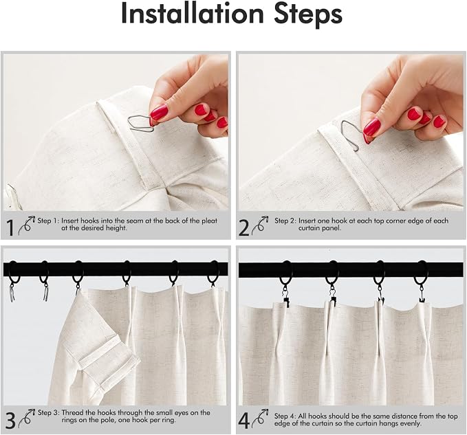 Memory Trained Pinch Pleated Curtains 100 Inches Long, Viral Linen Pinch Pleat - Image 3