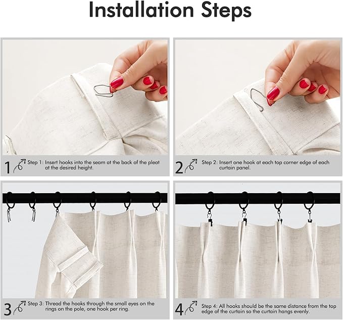 Memory Trained Pinch Pleated Curtains 96 Inches Long, Viral Linen Pinch Pleat - Image 3