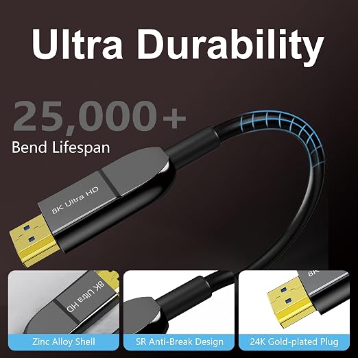 8K Fiber Optic HDMI Cable 20FT, Long Active HDMI 2.1 Cable 48Gbps Ultra High - Image 6