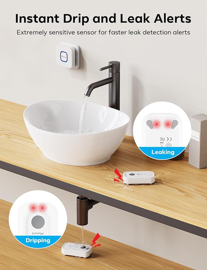MAXCIO Water Leak Detectors 5 Pack, 110dB Adjustable Smart Water Sensor - Image 4