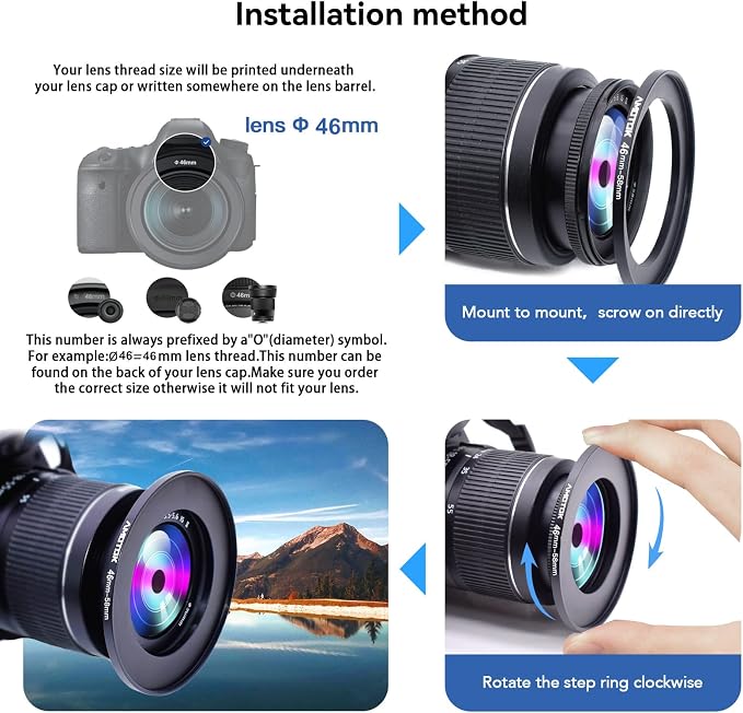 46mm Lens to 58mm Camera Lens Adapter, 46mm to 58mm Filter Step-Up Adapter Ring - Image 6
