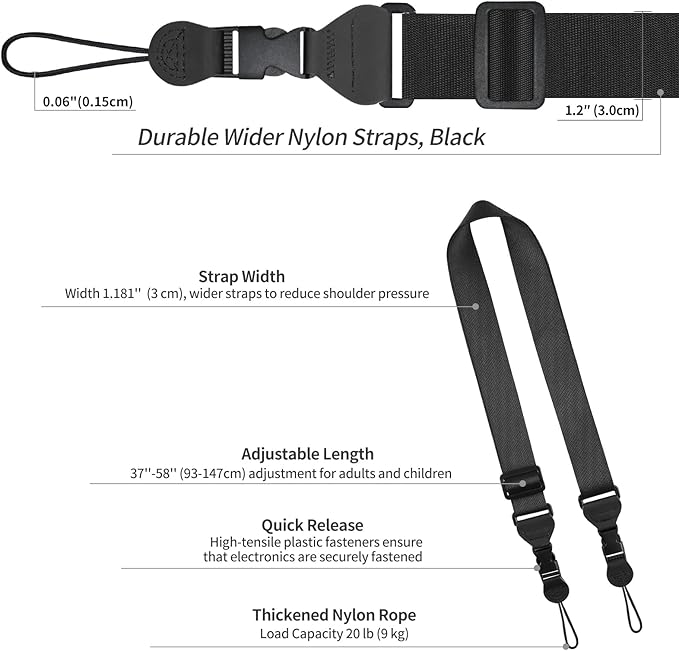 FIEIL Adjustable Shoulder Strap, Nylon Camera Strap, Comfortable Neck Strap - Image 6