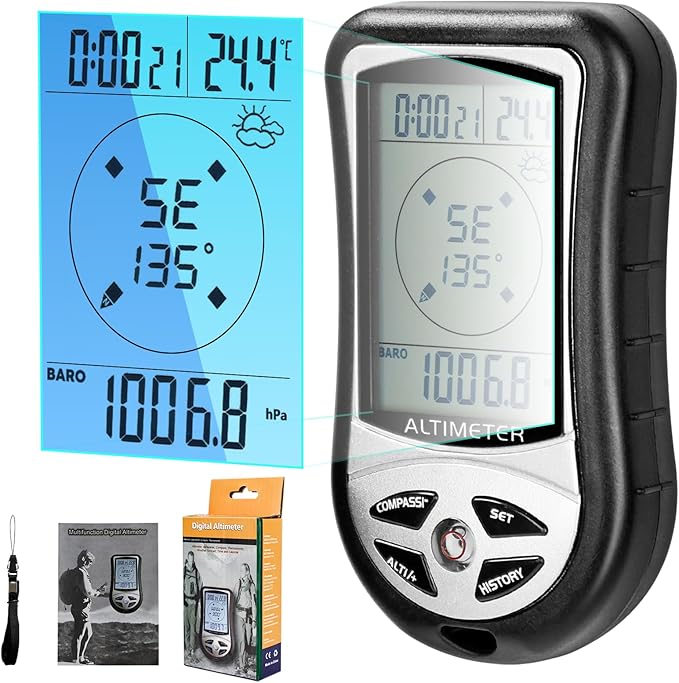 Multifunction Digital Altimeter, Digital Compass, Hiking Thermometer 8 in 1 by Unknown