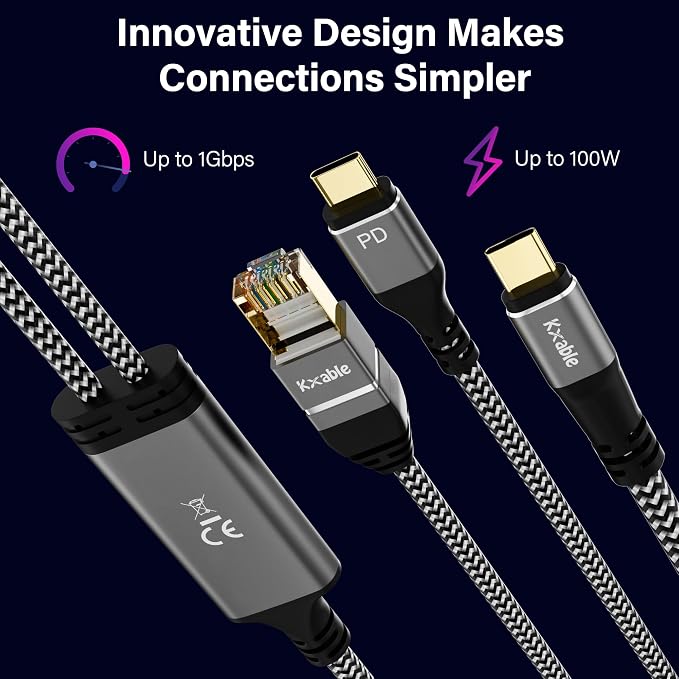 Ethernet to USB-C Cable, 6 FT, Type-C to RJ45 Cord - Image 4