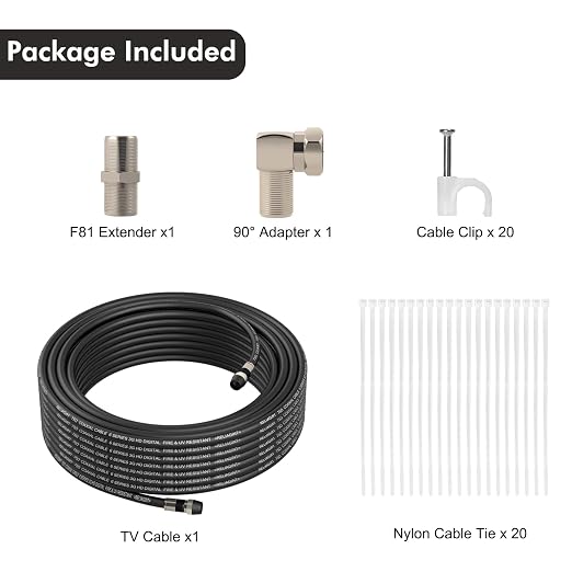 75ft RG6 Coaxial Cable, 75 Ohm TV Coax Cable - Image 2