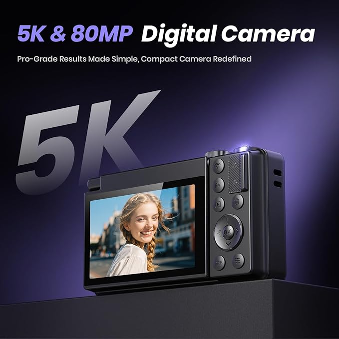 5K Digital Camera for Photography, 2026 Latest 80MP Autofocus WiFi Vlogging - Image 2