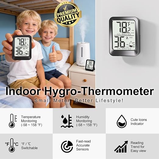 Antonki 4 Pack Mini Room Thermometer Hygrometer Indoor Temperaure and Humidity - Image 2