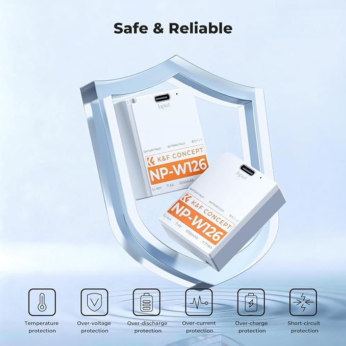 K&F CONCEPT 2-Pack NP-W126 Battery, USB C NP-W126S XT30III Battery Compatible - Image 5