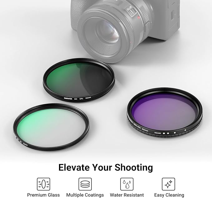 NEEWER 62mm Variable ND + CPL + UV Filter Kit - Image 2