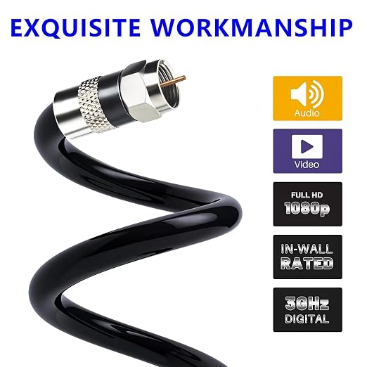 Elecan 8 Ft/2 Pack RG6 Coaxial Coax Cable Connectors Set, Quad Shielded - Image 4