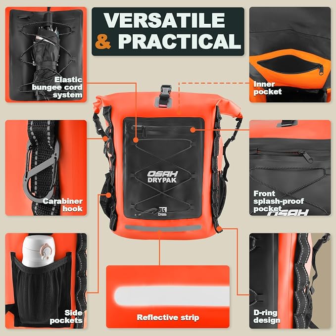 OSAH DRYPAK Waterproof Backpack Dry Bag 35L/55L/85L– Heavy Duty Roll-Top Hiking - Image 3