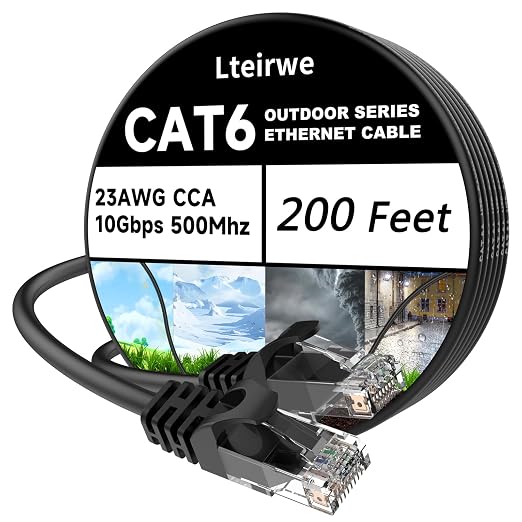 CAT6 Ethernet Cable 200FT 23AWG High Speed 500MHz 10Gbps Transmission Speed by Lteirwe