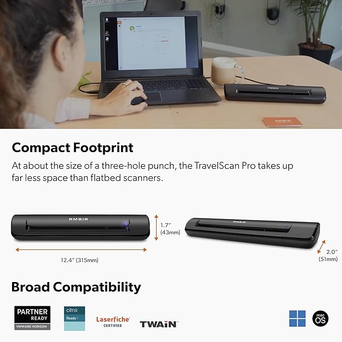 Ambir TravelScan Pro 600 Simplex Document Scanner and Card Scanner - Image 6
