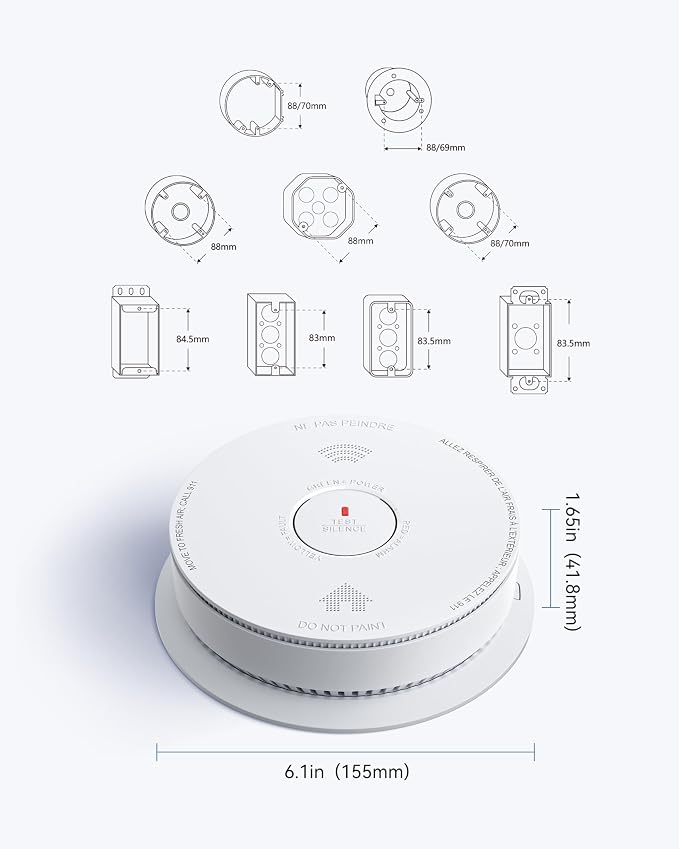 SITERWELL Smoke Detector 2 in 1 Smoke and Carbon Detectors, 10-Year Battery CO - Image 8