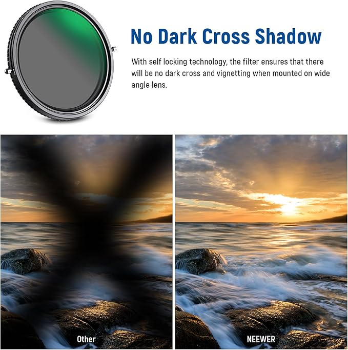 NEEWER 2 in 1 62mm Variable ND Filter ND2–ND32&CPL Filter No X Cross/30 Layer - Image 4