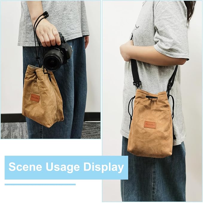 PATIKIL Camera Lens Pouch, M Size Drawstring Case, Flannel Handbag - Image 6