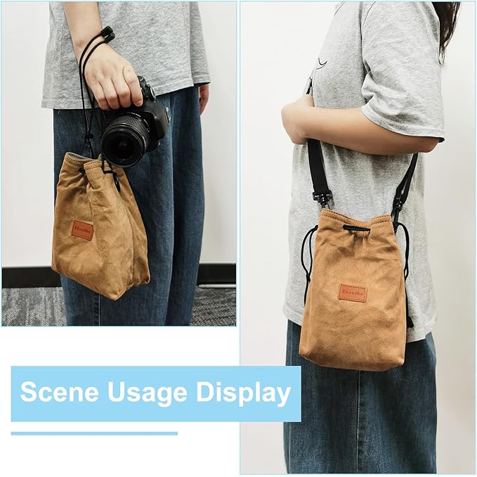 PATIKIL Camera Lens Pouch, L Size Drawstring Lens Case Flannel Camera Lens - Image 6