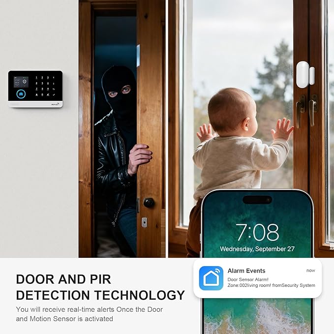 LWOHSI Wireless Alarm System, DIY 4G/WiFi Home Security Systems, Phone APP Alert - Image 5