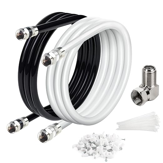 Elecan 10 Ft/2 Pack RG6 Coaxial Coax Cable Connectors Set, Quad Shielded by Elecan