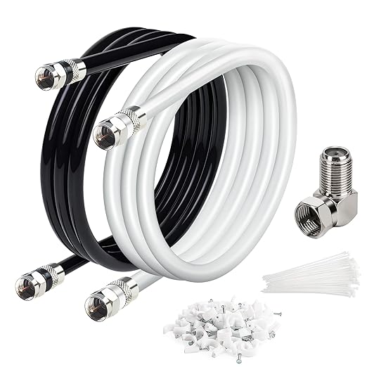 Elecan 2 Ft/2 Pack RG6 Coaxial Coax Cable Connectors Set, Quad Shielded by Elecan
