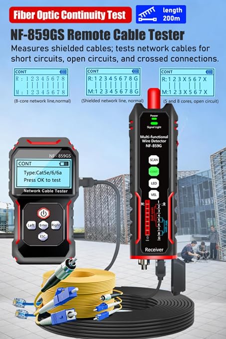 NF-859GS Network Cable Tester POE RJ45 RJ11 CAT5 CAT6 Cable Toner Continuity - Image 2