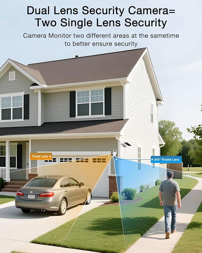 ANRAN 2 Pack Dual-Lens Solar Security Camera Wireless Outdoor - Image 3