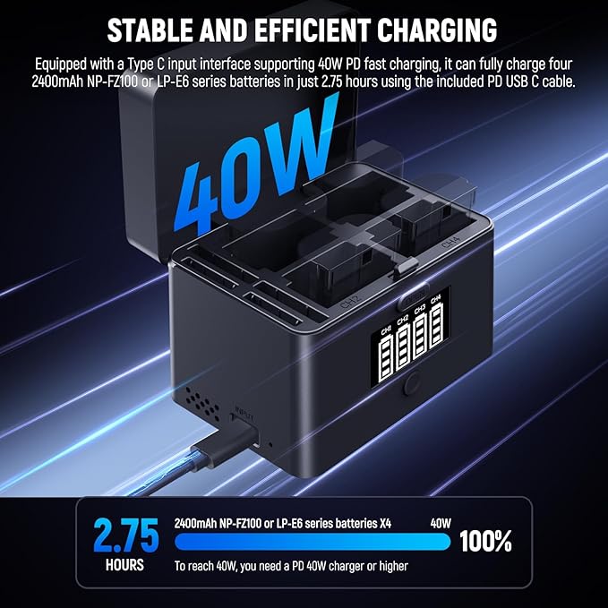 NEEWER 2 in 1 Four Channel USB Battery Charger - Image 3