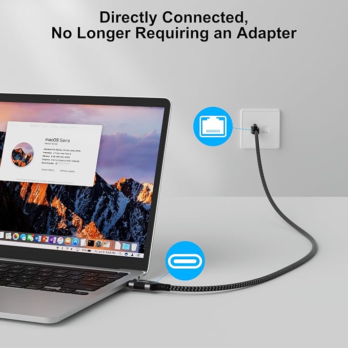 USB C to Ethernet Cable 40FT, Type C to RJ45 Cord, Gigabit Directly Connected - Image 2