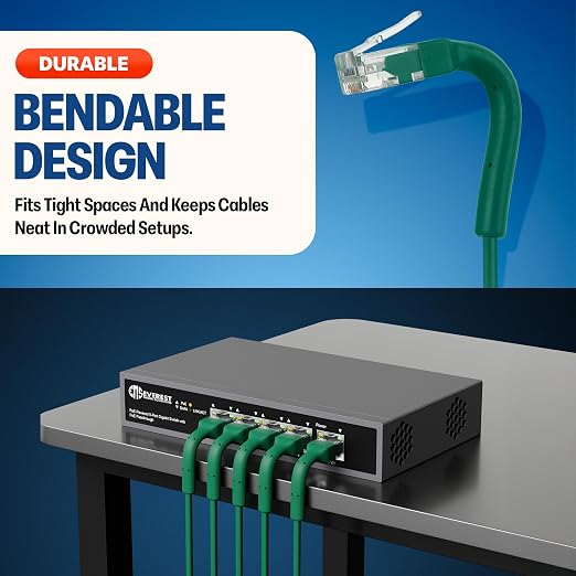 Everest Ultra Slim Cat6a Ethernet Patch Cables 1.5ft Green - Image 2