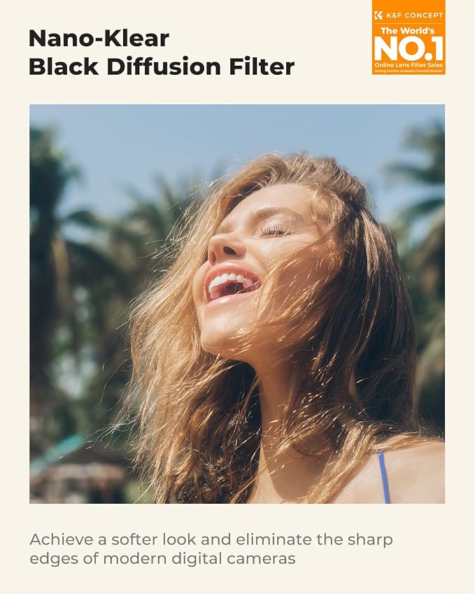 K&F CONCEPT 67mm Black Diffusion 1/4 Filter Mist Cinematic Effect Filter - Image 2