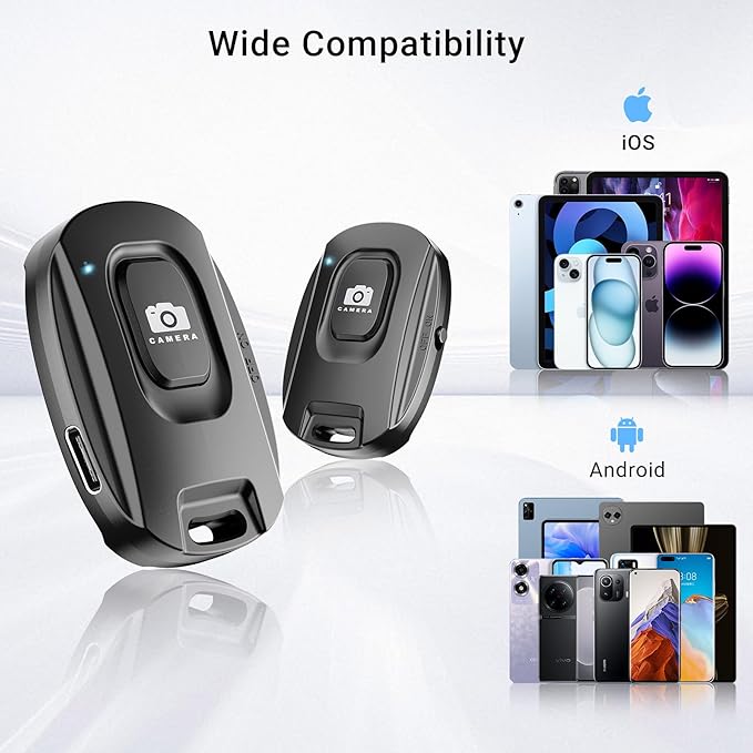 2 Pack Wireless Remote Shutter for iPhone Camera, Portable Rechargeable Photo - Image 3