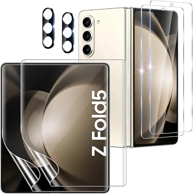 6 Pack for Samsung Galaxy Z Fold 5 Screen Protector, 2 Pac Inside Soft Film + 2 by JavoYion
