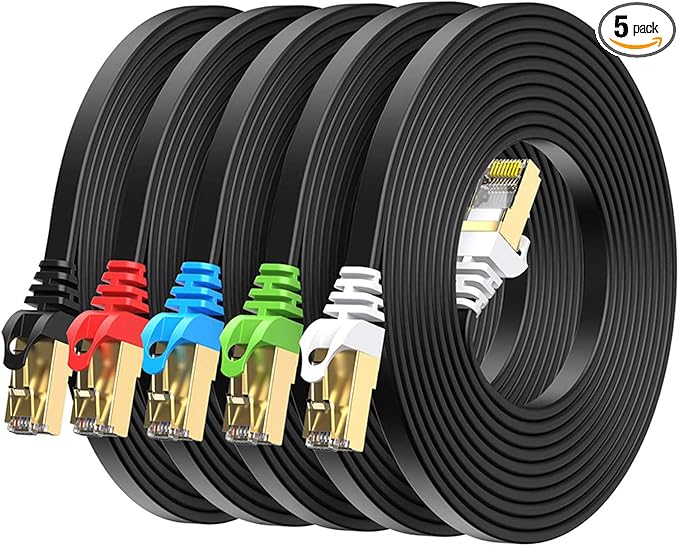 BUSOHE Cat8 Ethernet Cable 10FT 5 Pack Multi Color, Cat-8 Flat RJ45 Computer by BUSOHE