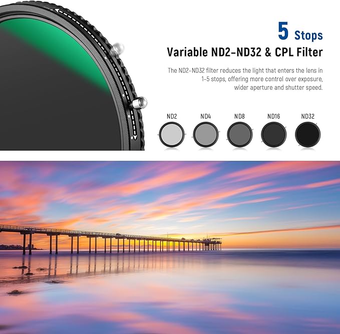 NEEWER 2 in 1 46mm Variable ND Filter ND2–ND32&CPL Filter No X Cross/30 Layer - Image 5