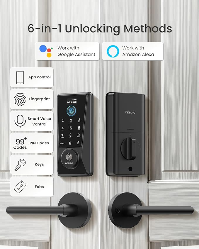 DESLOC Smart Lock D110 Plus, WiFi Fingerprint Smart Front Door Lock - Image 4