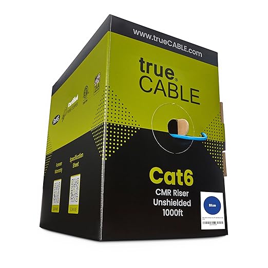 TRUE CABLE Cat6 Riser, 23AWG 4 Pair Solid Bare Copper, ETL Listed, Unshielded by trueCABLE