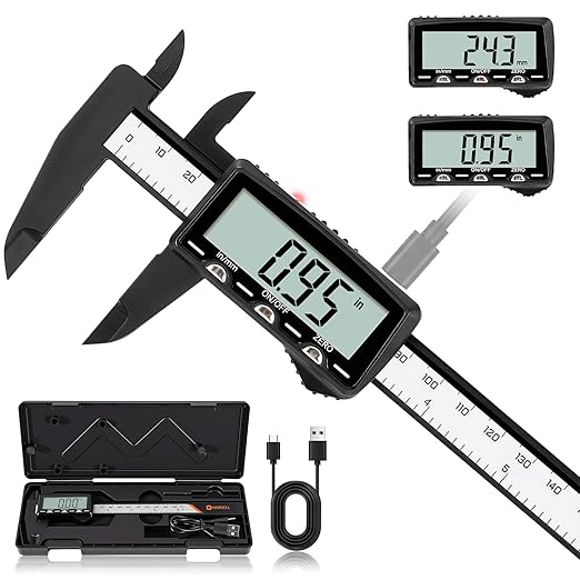 HARDELL Digital Caliper, Rechargeable Plastic Caliper by HARDELL