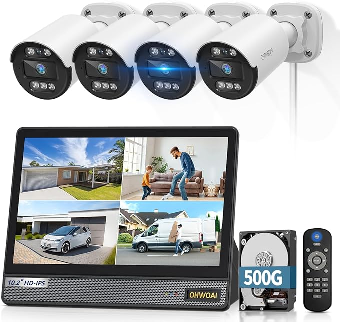 《80ft IR Night Vision & All-in-One DVR》Wired Security Camera System Outdoor by OHWOAI