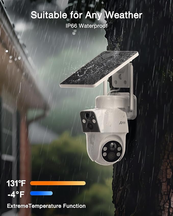 ANRAN Dual-Lens Solar Security Camera, 3MP Wireless Outdoor Camera - Image 6