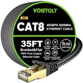 Cat 8 Ethernet Cable 35 FT Flat, High Speed 40Gbps 2000Mhz Braided Internet by EthernetCable