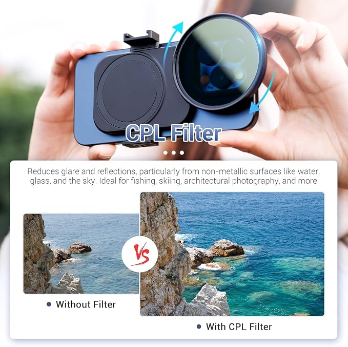 Upgraded 67mm CPL Filter for iPhone 17, Lens Filter Adapter Pouch Set for - Image 8