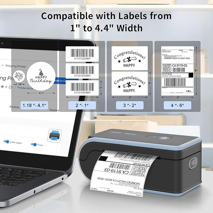 JADENS Bluetooth Thermal Label Printer, Wireless - Image 2