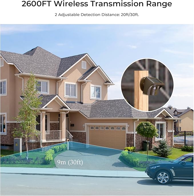 eMACROS Non-APP Wireless Driveway Alarm — 1/2 Mile Solar Motion Sensor - Image 6