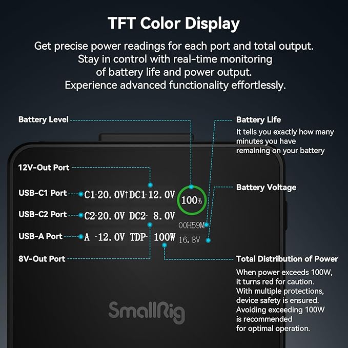 SMALLRIG V Mount Battery, 99Wh / 6800mAh V Mount Battery - Image 6