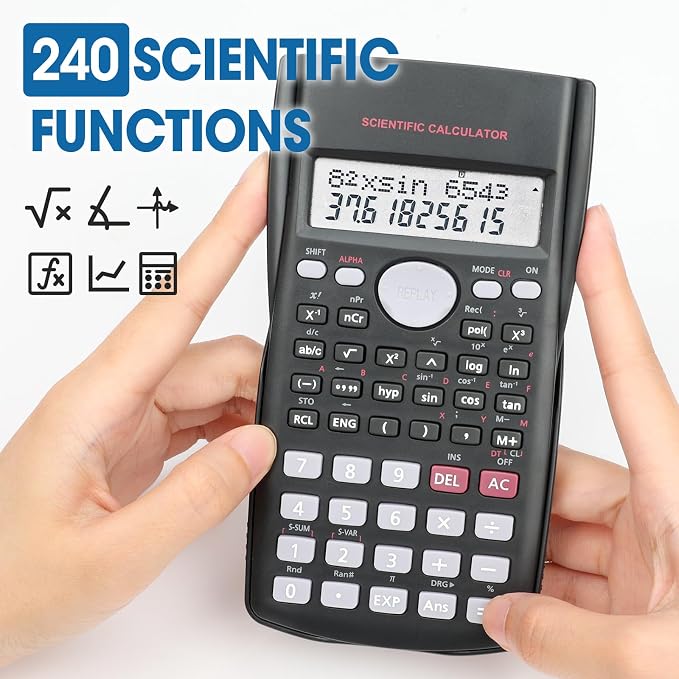 5 Pack Scientific Calculators, 2-Line Large Screen Display 240 Functions - Image 3