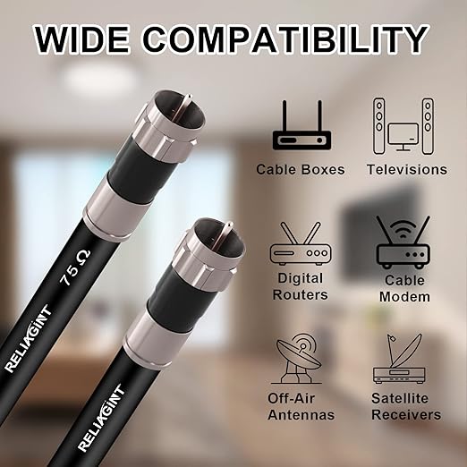 75ft RG6 Coaxial Cable Black, 75 Ohm Coax Cable - Image 5
