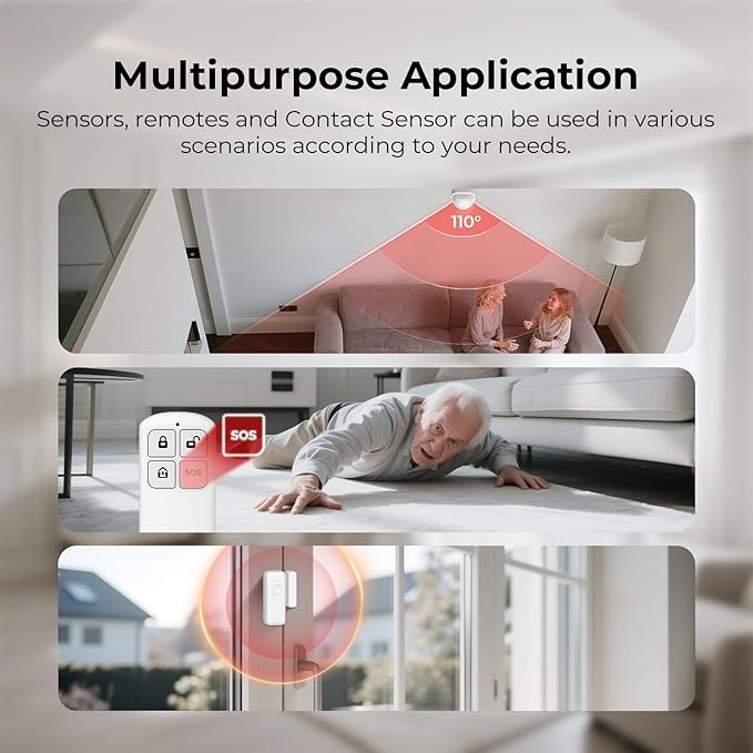 Wireless Home Security System, 8-Piece DIY Kit, No Monthly Fees, WiFi & 4G - Image 7