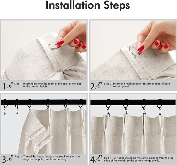 Memory Trained Pinch Pleated Curtains 100 Inches Long, Viral Linen Pinch Pleat - Image 9