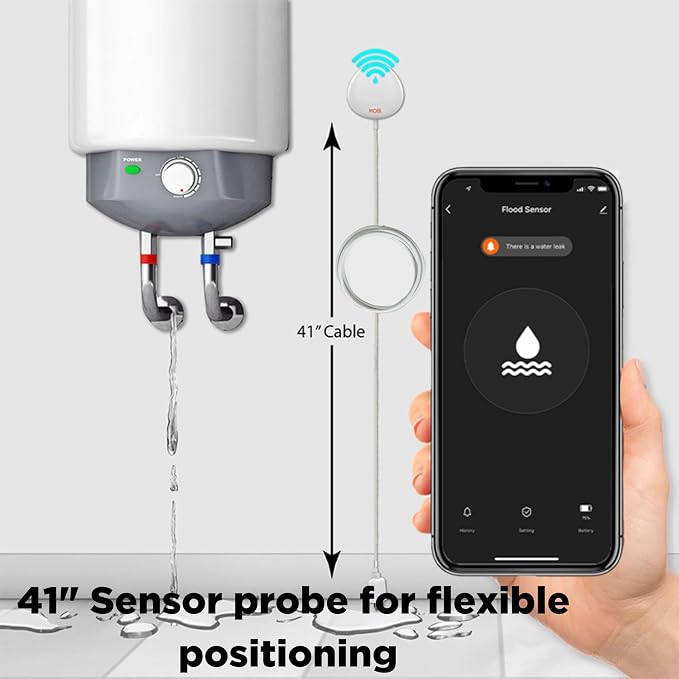 MOBI Smart WiFi Water Leak Detector Sensor, App Alerts, Flood & Leak Alarm - Image 2