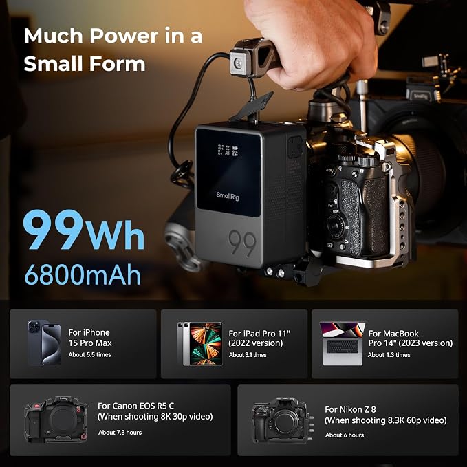 SMALLRIG V Mount Battery VB99, 99Wh / 6800mAh V Lock Battery - Image 7